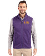 LSU Tigers Alumni Cutter & Buck Mainsail Sweater-Knit Mens Full Zip Vest College Purple Heather Front
