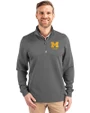 Michigan Wolverines Alumni Cutter & Buck Traverse Stretch Eco Quarter Zip Mens Big and Tall Pullover Elemental Grey Front
