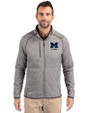 Michigan Wolverines Alumni Cutter & Buck Mainsail Sweater-Knit Mens Big and Tall Full Zip Jacket Polished Heather Front
