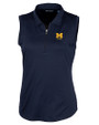 Michigan Wolverines Alumni Cutter & Buck Forge Stretch Womens Sleeveless Polo Liberty Navy Mannequin