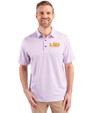 LSU Tigers Alumni Cutter & Buck Pike Double Dot Print Stretch Mens Big and Tall Polo College Purple Front