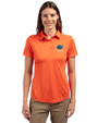 Florida Gators Alumni Cutter & Buck Prospect Eco Textured Stretch Recycled Womens Short Sleeve Polo College Orange Front