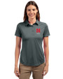 Nebraska Cornhuskers Alumni Cutter & Buck Prospect Eco Textured Stretch Recycled Womens Short Sleeve Polo Elemental Grey Front