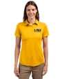 LSU Tigers Alumni Cutter & Buck Prospect Eco Textured Stretch Recycled Womens Short Sleeve Polo College Gold Front