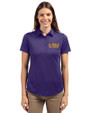LSU Tigers Alumni Cutter & Buck Prospect Eco Textured Stretch Recycled Womens Short Sleeve Polo College Purple Front