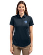North Carolina Tar Heels Alumni Cutter & Buck Prospect Eco Textured Stretch Recycled Womens Short Sleeve Polo Navy Blue Front