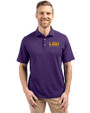 LSU Tigers Alumni Cutter & Buck Virtue Eco Pique Recycled Mens Big and Tall Polo College Purple Front