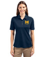 Michigan Wolverines Alumni Cutter & Buck Virtue Eco Pique Recycled Womens Polo Navy Blue Front