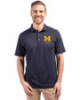 Michigan Wolverines Alumni Cutter & Buck Virtue Eco Pique Tile Print Recycled Mens Polo Navy Blue Front