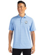North Carolina Tar Heels Alumni Cutter & Buck Virtue Eco Pique Tile Print Recycled Mens Polo Atlas Light Blue Front