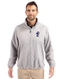 Kansas Jayhawks College Vault Cutter & Buck Charter Eco Knit Recycled Big & Tall Full-Zip Jacket Polished Medium Gray Front