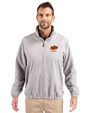 Oklahoma State Cowboys Alumni Cutter & Buck Charter Eco Knit Recycled Big & Tall Full-Zip Jacket Polished Medium Gray Front