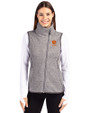 Clemson Tigers Alumni Cutter & Buck Mainsail Sweater Knit Womens Asymmetrical Vest Polished Heather Front