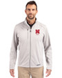 Nebraska Cornhuskers Alumni Cutter & Buck Evoke Softshell Recycled Full Zip Mens Jacket CONCRETE Front