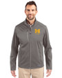 Michigan Wolverines Alumni Cutter & Buck Evoke Softshell Recycled Full Zip Mens Jacket Elemental Grey Front
