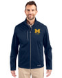 Michigan Wolverines Alumni Cutter & Buck Evoke Softshell Recycled Full Zip Mens Jacket Navy Blue Front