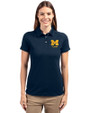 Michigan Wolverines Alumni Cutter & Buck Advantage Recycled Cotton-Blend Pique Womens Polo Liberty Navy Front