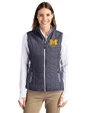 Michigan Wolverines Alumni Cutter & Buck Rainier PrimaLoft® Womens Eco Insulated Full Zip Puffer Vest Anthracite Melange Front