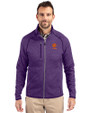 Clemson Tigers Alumni Cutter & Buck Mainsail Sweater-Knit Mens Full Zip Jacket College Purple Heather Front