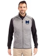 Michigan Wolverines Alumni Cutter & Buck Mainsail Sweater-Knit Mens Big and Tall Full Zip Vest Polished Heather Front