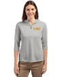LSU Tigers Alumni Cutter & Buck Virtue Recycled Featherlight Pique Womens Half Zip Hooded Pullover Polished Medium Gray Front