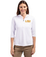 LSU Tigers Alumni Cutter & Buck Virtue Eco Pique Recycled Half Zip Pullover Womens Hoodie White Front
