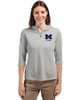 Michigan Wolverines Alumni Cutter & Buck Virtue Eco Pique Recycled Half Zip Pullover Womens Hoodie Polished Medium Gray Front