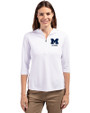 Michigan Wolverines Alumni Cutter & Buck Virtue Eco Pique Recycled Half Zip Pullover Womens Hoodie White Front