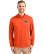 Florida Gators Alumni Cutter & Buck Virtue Eco Pique Recycled Quarter Zip Mens Pullover College Orange Front