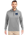 Michigan Wolverines Alumni Cutter & Buck Adapt Eco Knit Stretch Recycled Mens Big and Tall Quarter Zip Pullover Polished Medium Gray Front