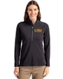 LSU Tigers Alumni Cutter & Buck Adapt Eco Knit Stretch Recycled Womens Half Zip Pullover Black Front