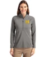 Michigan Wolverines Alumni Cutter & Buck Adapt Eco Knit Stretch Recycled Womens Half Zip Pullover Elemental Grey Front