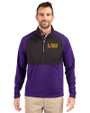 LSU Tigers Alumni Cutter & Buck Adapt Eco Knit Hybrid Recycled Mens Quarter Zip College Purple/Black Front