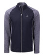 Penn State Nittany Lions Alumni Cutter & Buck Adapt Eco Knit Hybrid Recycled Mens Big & Tall Full Zip Jacket Navy Blue Heather/Navy Blue Mannequin
