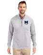 Michigan Wolverines Alumni Cutter & Buck Adapt Eco Knit Heather Mens Big & Tall Quarter Zip Pullover Polished Heather Front