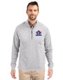 Toronto Blue Jays Cooperstown Cutter & Buck Adapt Eco Knit Heather Mens Big & Tall Quarter Zip Pullover Polished Heather Front