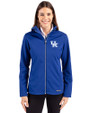 Kentucky Wildcats Cutter & Buck Evoke Softshell Recycled Full Zip Womens Jacket Tour Blue Front