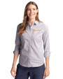 Tennessee Volunteers Alumni Cutter & Buck Stretch Oxford Stripe Womens Long Sleeve Dress Shirt Charcoal Front