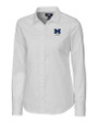 Michigan Wolverines Alumni Cutter & Buck Stretch Oxford Womens Long Sleeve Dress Shirt White Mannequin