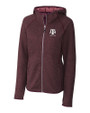 Texas A&M Aggies Alumni Cutter & Buck Mainsail Full Zip Hooded Womens Jacket Bordeaux Heather Mannequin