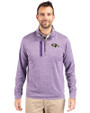 Baltimore Ravens Cutter & Buck Stealth Heathered Quarter Zip Mens Pullover College Purple Front