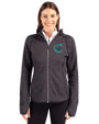 Charlotte Knights Cutter & Buck Mainsail Full Zip Hooded Womens Jacket Charcoal Heather Front