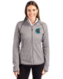 Charlotte Knights Cutter & Buck Mainsail Full Zip Hooded Womens Jacket Polished Heather Front