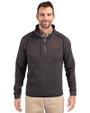 Texas Longhorns Alumni Cutter & Buck Mainsail Sweater-Knit Mens Big and Tall Half Zip Pullover Jacket Charcoal Heather Front