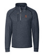 Texas Longhorns Alumni Cutter & Buck Mainsail Sweater-Knit Mens Big and Tall Half Zip Pullover Jacket Liberty Navy Heather Mannequin
