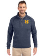 Michigan Wolverines Alumni Cutter & Buck Mainsail Sweater-Knit Mens Big & Tall Half Zip Jacket Liberty Navy Heather Front