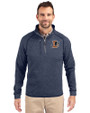 Durham Bulls Cutter & Buck Mainsail Sweater-Knit Mens Big and Tall Half Zip Pullover Jacket Liberty Navy Heather Front