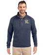 Frisco RoughRiders Cutter & Buck Mainsail Sweater-Knit Mens Big & Tall Half Zip Jacket Liberty Navy Heather Front
