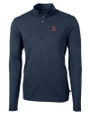 Texas Longhorns Alumni Cutter & Buck Virtue Eco Pique Recycled Quarter Zip Mens Big & Tall Pullover Navy Blue Mannequin