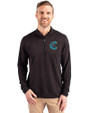 Charlotte Knights Cutter & Buck Virtue Eco Pique Recycled Quarter Zip Mens Big & Tall Pullover Black Front